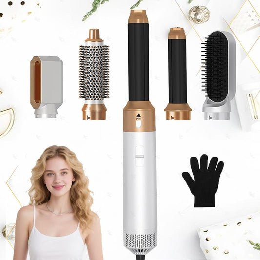 Magic Styler 5 in 1 Hair Styler, Air Styler Set with Curl Straighten, Volumise, Smooth Hairdryer Brushes for Styling, Hair Waver Blow Dryer Brush, Hot Air Styler for All Hair Type/Length, Autumn Winter, Christmas, Black Friday, Heated Curler